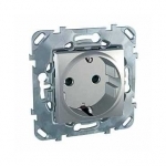 Розетка с/у Unica 1м с/з с з/ш алюминий IP20 механизм 16А 250В (винт.зажим) (упак-10шт) SchE          