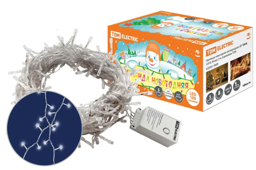 Гирлянда светодиодная СГ100Б, 220 В, белая, 5 м, 8 режимов  ТДМ                                        