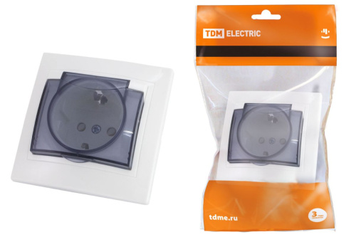 Розетка с/у Таймыр 1м с з/к с з/ш белый IP44 16А с защ.крыш. 250В ТДМ                                        