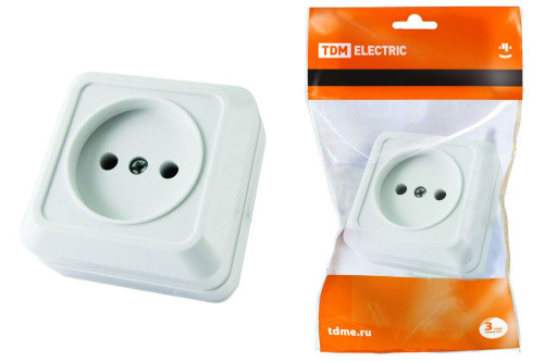 Розетка о/у Ладога 1м без з/к (керамика) белая IP20 10А ТДМ                                        