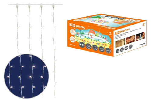 Гирлянда новогодняя "Занавес" 1х1 м, белый свет, наружное использование, IP44, ТДМ                                        