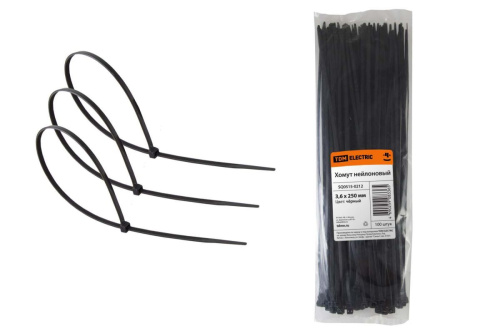 Хомут 3,6х250 нейлон (черный) (100шт) ТДМ                                        
