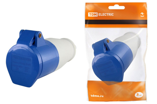 Розетка 213 переносная 2Р+РЕ 16А 220В IP44 ТДМ                                        