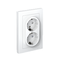 Розетка с/у AtlasDesign 2м с/з с з/ш белый IP20 в сборе 16А (упак-10шт) SchE          