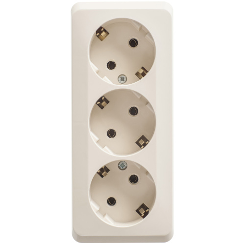 Розетка о/у Этюд 3м с/з кремовый IP20 16А (упак-9шт) SchE                                        