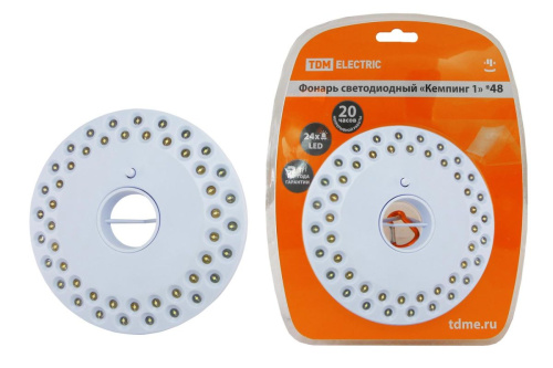 Фонарь светодиодный "Кемпинг 1*48",подвес/манит, 48 светод 144 лм/вт. бат 4*АА (в компл.не вход) ТДМ                                        