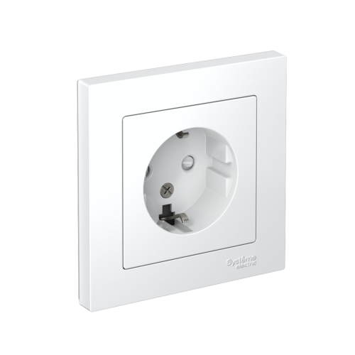 Розетка с/у AtlasDesign 1м с/з с з/ш белый IP20 в сборе 16А (упак-15шт) SchE                                        