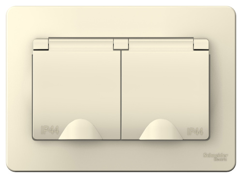 Розетка с/у Бланка 2м с/з с з/ш молочный IP44 16А (упак-5 шт) SchE                                         фото 2                    