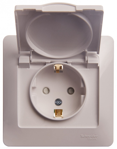 Розетка с/у GLOSSA 1м с/з с з/ш белый IP20 в сборе 16А с защ.крыш. (упак-15шт) SchE                                         фото 2                    