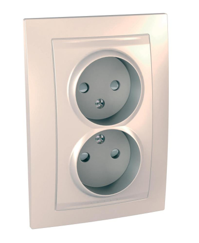 Розетка с/у Unica 2м бежевый б/з с з/ш IP20 в сборе 16А 250В (упак-12шт) SchE                                         фото 3                    