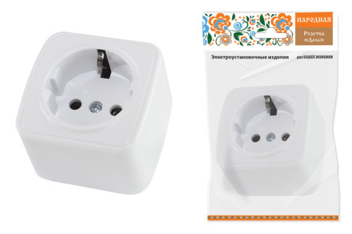 Розетка о/у Дача 1м с з/к белый IP20 16А 250В Народная ТДМ                                        