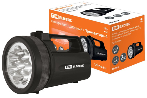 Фонарь "Прожектор", светодиодный, 12 светодиодов 36 лм/Вт, бат. 4*D ТДМ                                        