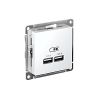 Розетка с/у AtlasDesign USB 1м белый механизм 5В, 1 порт х 2,1А, 2 порта х 1,05А  SchE          