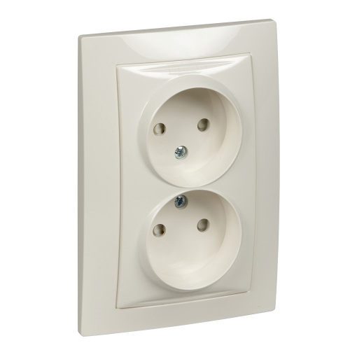 Розетка с/у Unica 2м бежевый б/з с з/ш IP20 в сборе 16А 250В (упак-12шт) SchE                                         фото 5                    