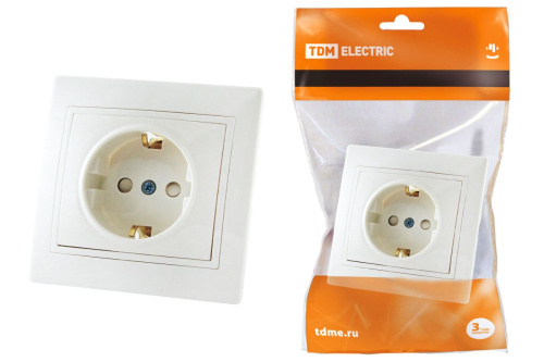 Розетка с/у Таймыр 1м с з/к с з/ш белый IP20 16А 250В ТДМ                                        