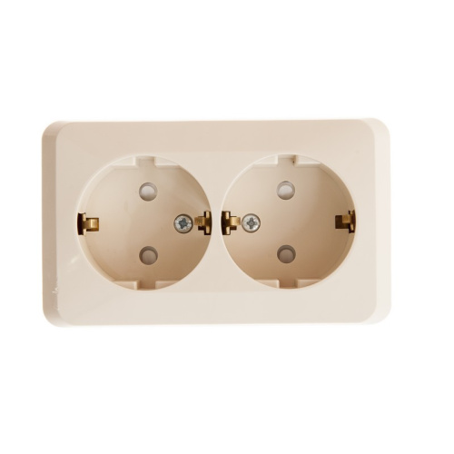 Розетка о/у Этюд 2м с/з с з/ш кремовый IP20 16А (упак-16шт) SchE                                         фото 2                    