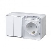 Блок о/у AtlasDesign Profi54 Розетка 1м с/з с з/ш 16А + Выкл. 2кл белый IP54 SchE          