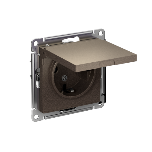 Розетка с/у AtlasDesign 1м с/з с з/ш мокко IP20 механизм 16А с защ.крыш. (упак-10шт) SchE                                        