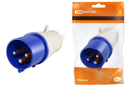Вилка 033 2Р+РЕ 63А 220В IP54 ТДМ                                        