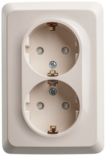 Розетка о/у Этюд 2м с/з с з/ш кремовый IP20 16А угловая (упак-8шт) SchE                                         фото 4                    