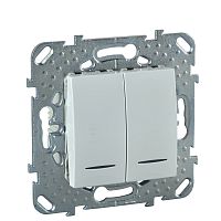 Выключатель с/у Unica 2кл белый IP20 механизм 10АХ 250В 2мод. с инд. (упак-10шт) SchE          