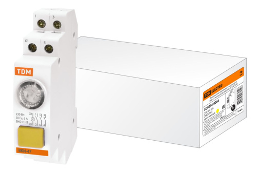 Выключатель кнопочный с индикацией ВКИ-47 желтый (LED) 2НО 1НЗ AC/DC ТДМ                                        