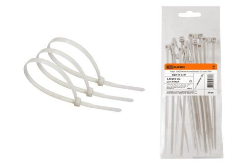 Хомут 3,6х250мм нейлон (белый) (25 штук) ТДМ                                        
