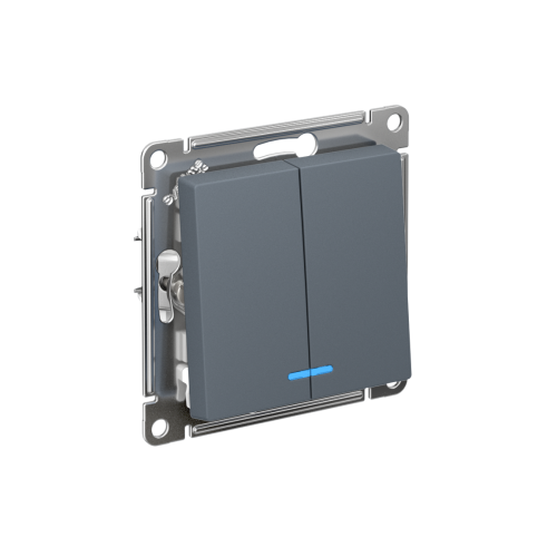 Выключатель с/у AtlasDesign 2кл грифель, механизм IP20 10А с инд. (упак-10шт) SchE                                        