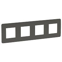 Рамка Unica Studio  4-постовая, дым-серый/белый SchE          