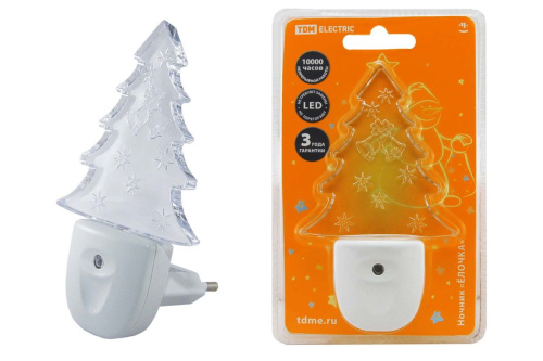 Ночник "Елочка"  с датчиком  света, светодиодный, 0.3Вт  220 В  ТДМ                                        