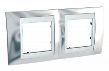 Рамка Unica Хамелеон 2м серебро/белый горизонтальная SchE          