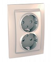 Розетка с/у Unica 2м с/з с з/ш бежевый IP20 в сборе 16А 250В (упак-12шт) SchE          