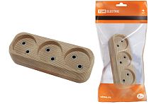 Колодка розеточная 3 гнезда 2П б/з 10А 250В "Эко" (сосна) ТДМ          