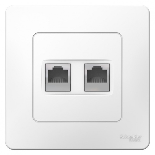 Розетка с/у Бланка RJ45 2м белый в сборе кат.5E (комп.) (упак-10шт) SchE                                         фото 2                    