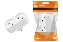 Блок на 2 гнезда 2П б/з плоский 6А 250В ТДМ          