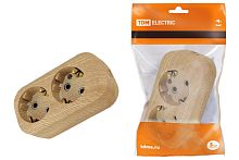 Колодка розеточная 2 гнезда 2П+З 16А 250В "Эко" (сосна) ТДМ          
