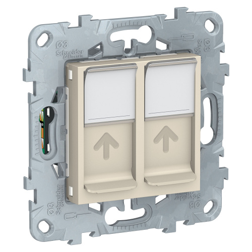 Розетка Unica new комп,RJ45,двойн, 5eUTP,бежевый SchE                                        