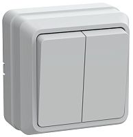 Выключатель о/у Октава 2кл белый IP20 10А ИЭК          