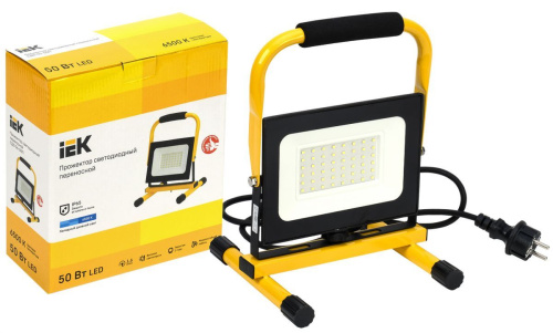 Прожектор LED СДО 06-50П переносной 6500К IP65 черный IEK                                        