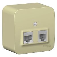 Розетка о/у Бланка RJ11+RJ45 2м бежевый в сборе кат.5E (телеф.+комп.) с изол.пл. (упак-12шт) SchE          