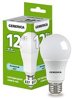 Лампа светодиодная  12Вт E27 A60 6500К (упак-100шт) GENERICA          