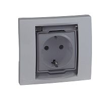 Розетка с/у Unica 1м с/з с з/ш белый IP44 в сборе 16А 250В с защ.крыш. SchE          