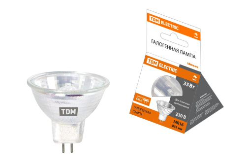 Лампа галогенная с отражателем 35Вт MR16 (JCDR) 230В  GU5.3 ТДМ                                        