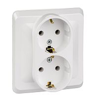 Розетка с/у Этюд 2м с/з белый IP20 16А (упак-15шт) SchE          