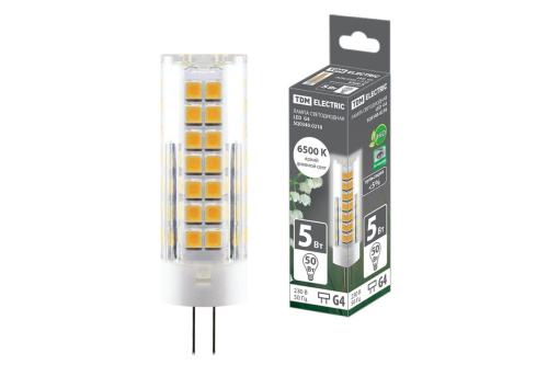 Лампа светодиодная G4-5 Вт-230 В-6500 К, SMD, 16x55 мм ТДМ                                        
