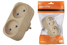 Блок на 2 гнезда 2П б/з плоский 6А 250B "Эко" (сосна) ТДМ          