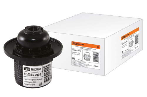 Патрон E27 карболитовый с кольцом черный ТДМ                                        