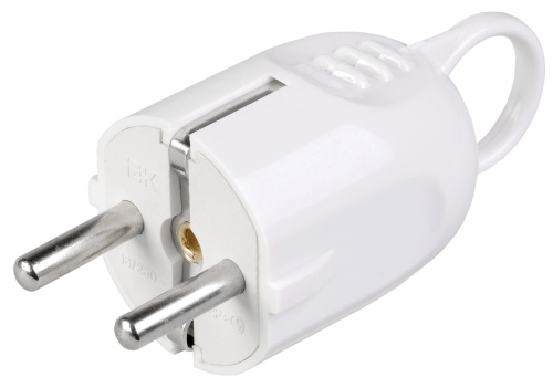 Вилка угловая с кольцом 16А 250В с/з белая ИЭК                                        