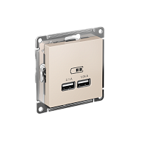 Розетка с/у AtlasDesign USB 1м бежевый механизм 5В, 1 порт х 2,1А, 2 порта х 1,05А  SchE          