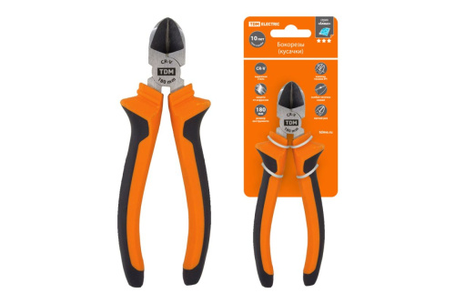 Бокорезы (кусачки), с двухкомпонентными рукоятками, CR-V сталь, 180 мм, серия "Алмаз" ТДМ                                        